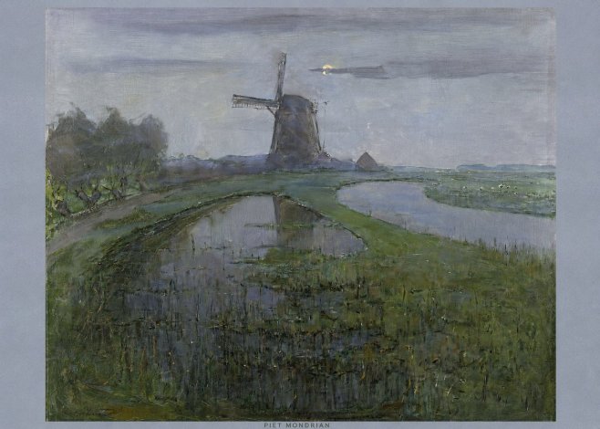 Piet Mondrian Windmill by the Water II No6 - Póster