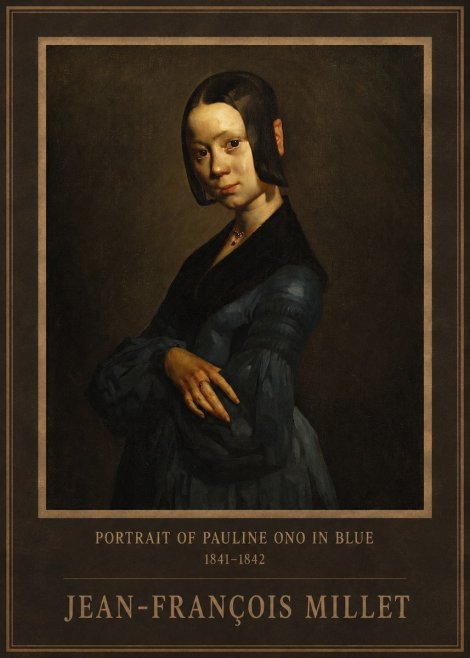 Jean-François Millet Portrait of Pauline Ono in Blue No1 - Póster