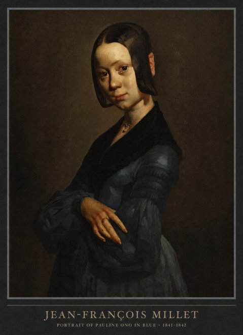 Jean-François Millet Portrait of Pauline Ono in Blue No6 - Póster