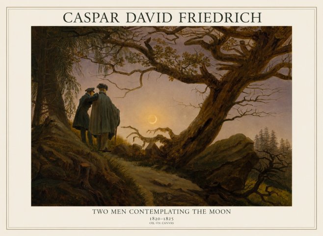Caspar David Friedrich Two Men Contemplating the Moon II No1 - Póster