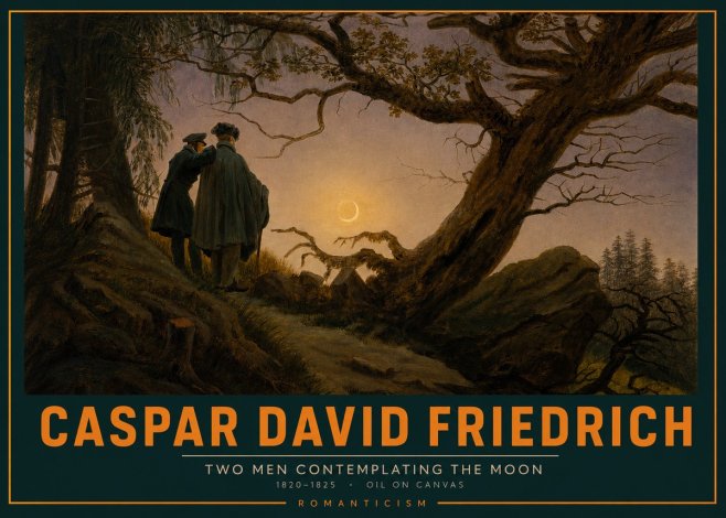Caspar David Friedrich Two Men Contemplating the Moon II No2 - Póster