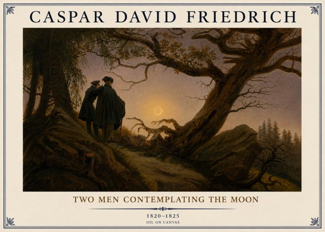 Caspar David Friedrich Two Men Contemplating the Moon II No6 - Póster