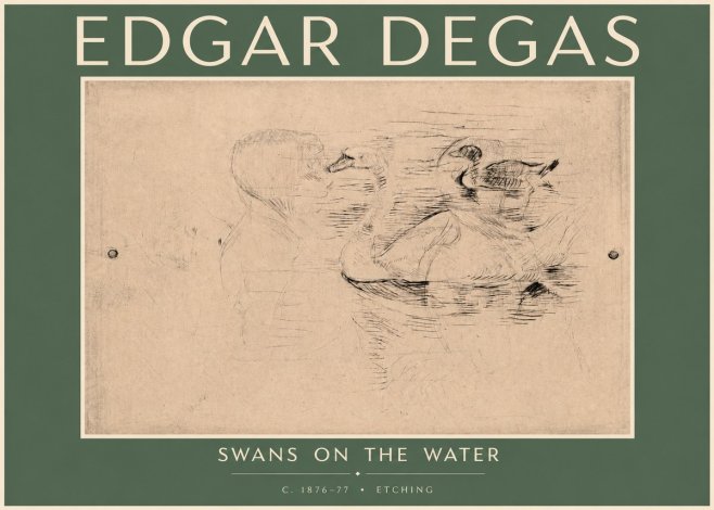 Edgar Degas Swans on the Water No4 - Póster