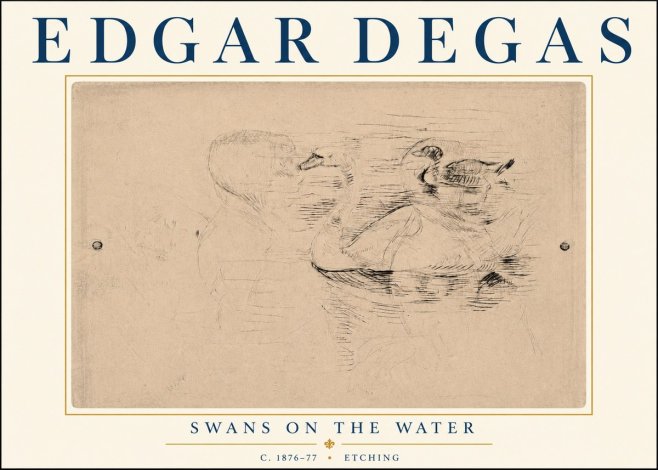 Edgar Degas Swans on the Water No6 - Póster