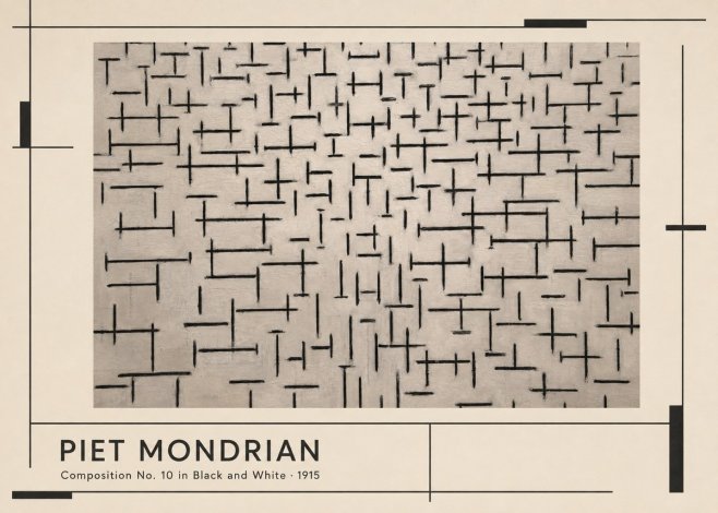 Piet Mondrian Composition No. 10 in Black and White No1 - Póster