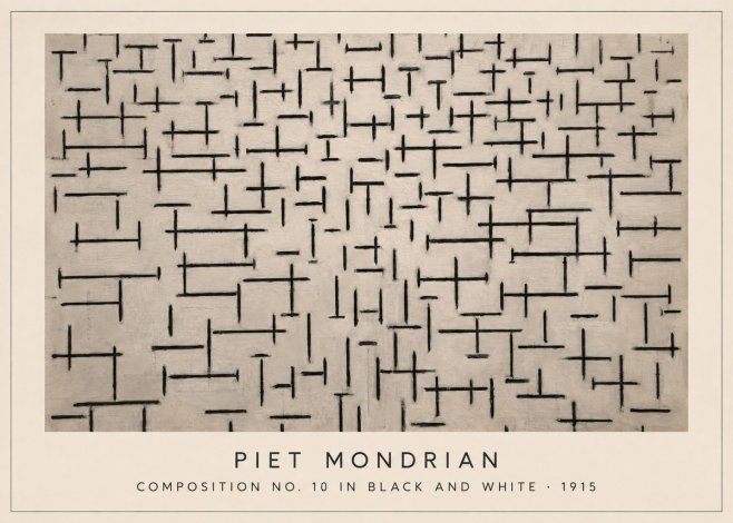 Piet Mondrian Composition No. 10 in Black and White No3 - Póster