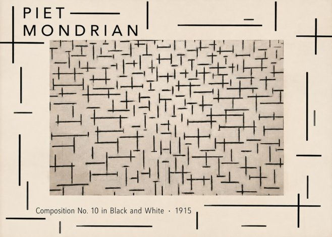 Piet Mondrian Composition No. 10 in Black and White No4 - Póster