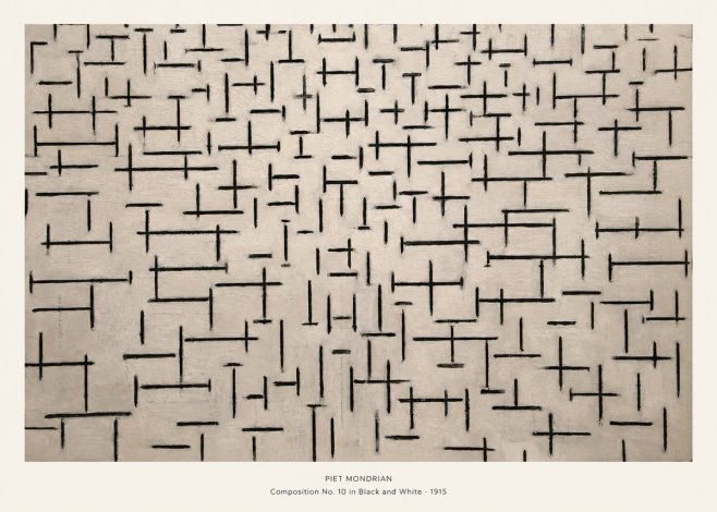 Piet Mondrian Composition No. 10 in Black and White No5 - Póster