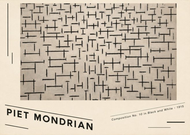 Piet Mondrian Composition No. 10 in Black and White No6 - Póster