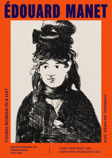 Édouard Manet Young Woman in a Hat III No2 - Póster
