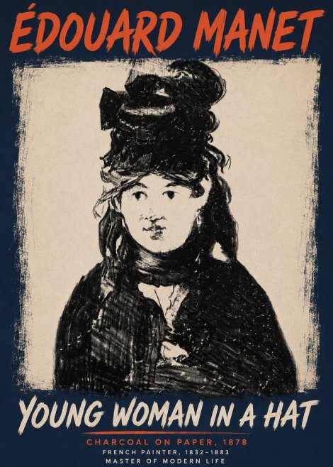 Édouard Manet Young Woman in a Hat III No4 - Póster