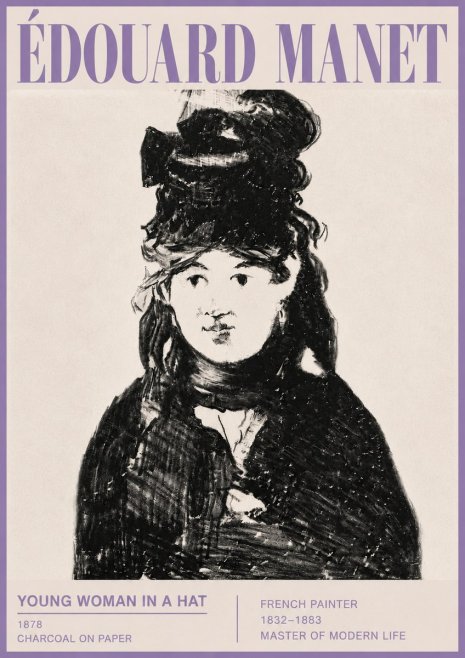 Édouard Manet Young Woman in a Hat III No5 - Póster