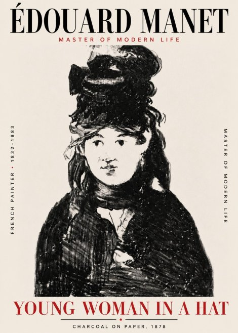 Édouard Manet Young Woman in a Hat III No6 - Póster