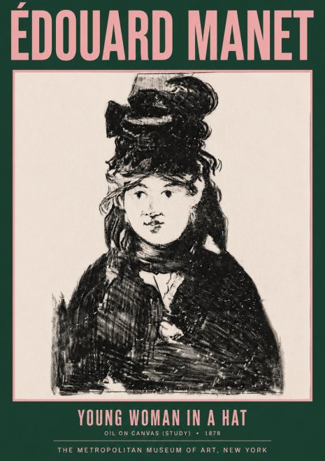 Édouard Manet Young Woman in a Hat IV No3 - Póster