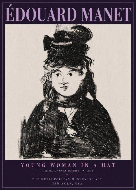 Édouard Manet Young Woman in a Hat IV No6 - Póster