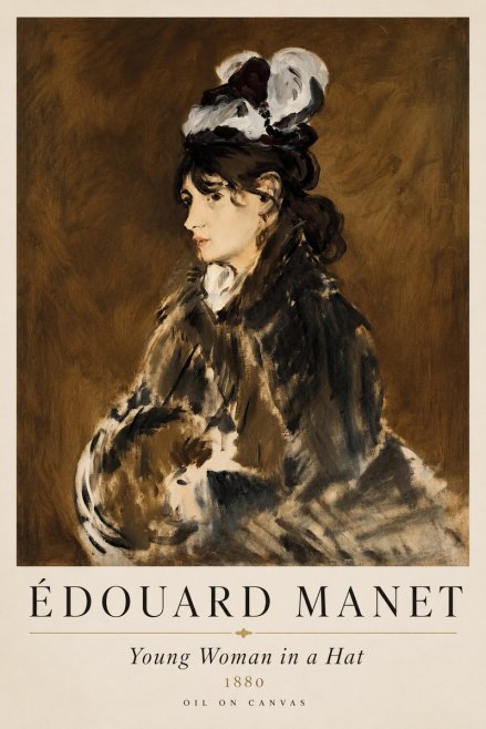 Édouard Manet Young Woman in a Hat V No1 - Póster