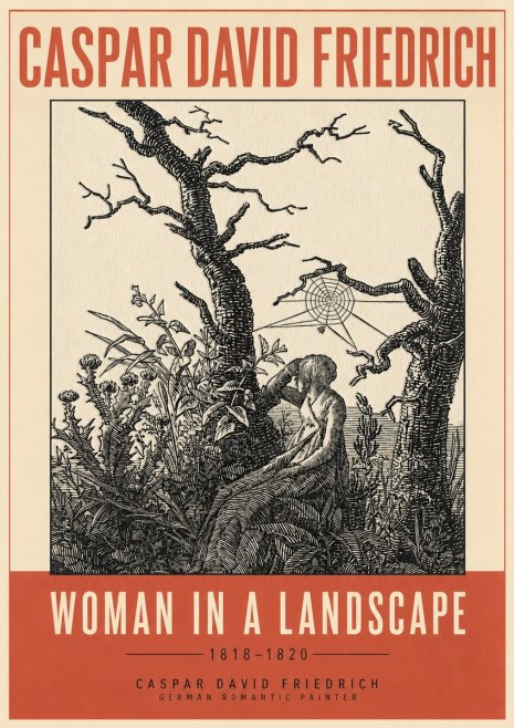 Caspar David Friedrich Woman in a Landscape No3 - Póster