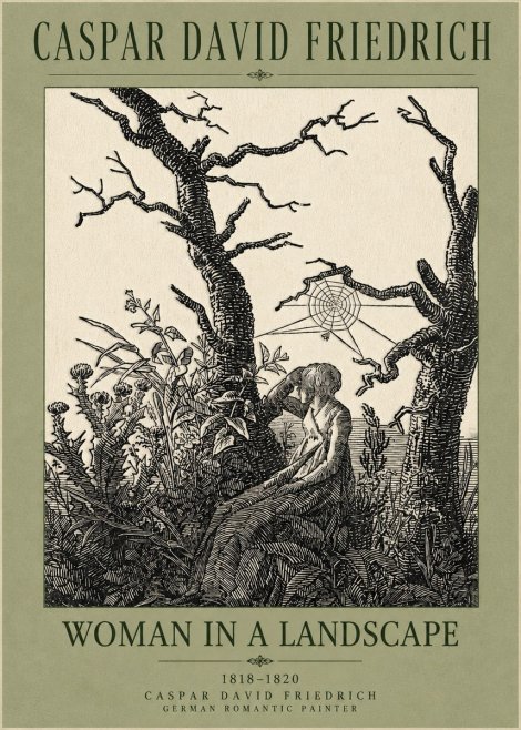 Caspar David Friedrich Woman in a Landscape No5 - Póster