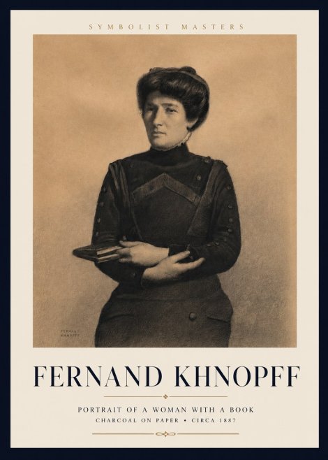 Fernand Khnopff Portrait of a Woman with a Book No3 - Póster