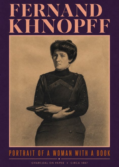 Fernand Khnopff Portrait of a Woman with a Book No4 - Póster