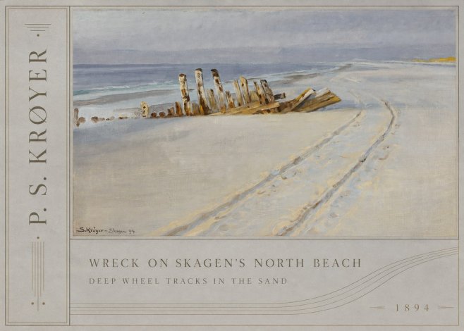 P.S. Krøyer Wreck on Skagen's North Beach. Deep Wheel Tracks in the Sand No2 - Póster