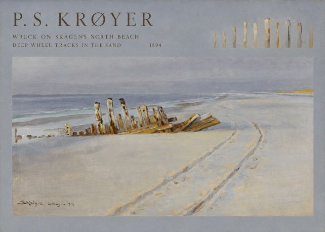 P.S. Krøyer Wreck on Skagen's North Beach. Deep Wheel Tracks in the Sand No4 - Póster