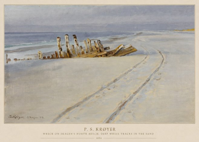 P.S. Krøyer Wreck on Skagen's North Beach. Deep Wheel Tracks in the Sand No5 - Póster
