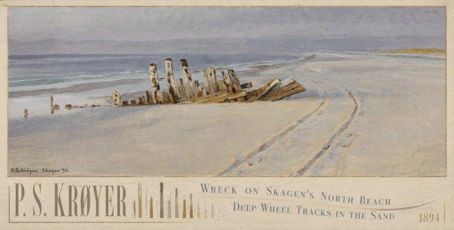 P.S. Krøyer Wreck on Skagen's North Beach. Deep Wheel Tracks in the Sand No6 - Póster