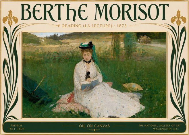Berthe Morisot Reading (La Lecture) No5 - Póster