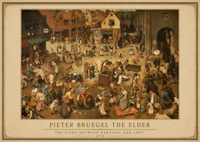 Pieter Bruegel The Fight Between Carnival and Lent III No1 - Póster