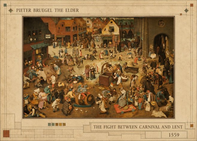 Pieter Bruegel The Fight Between Carnival and Lent III No4 - Póster