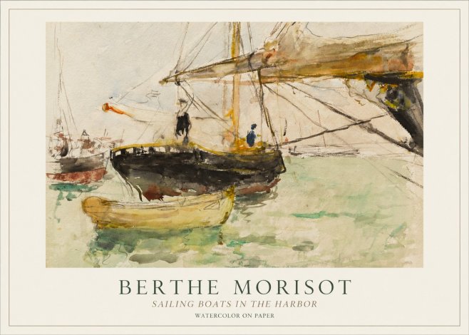 Berthe Morisot Sailing Boats in the Harbor No1 - Póster