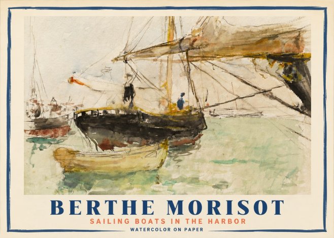 Berthe Morisot Sailing Boats in the Harbor No3 - Póster