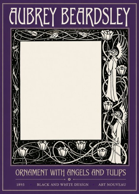 Aubrey Beardsley Ornament with Angels and Tulips No2 - Póster