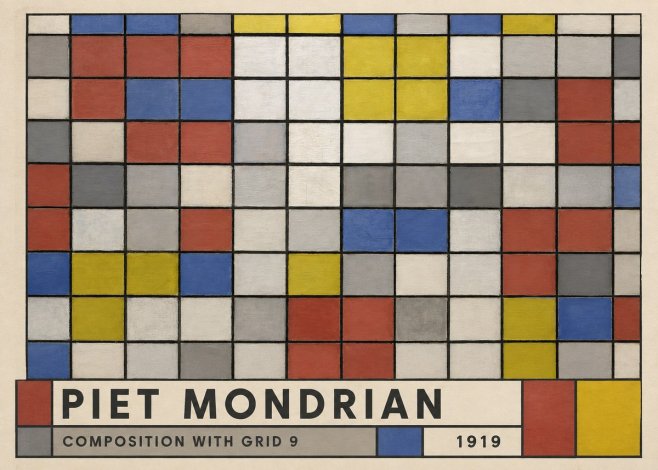 Piet Mondrian Composition with Grid 9 No3 - Póster