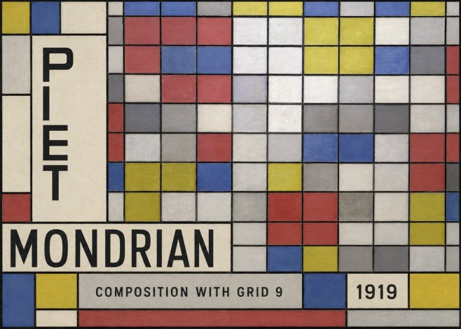Piet Mondrian Composition with Grid 9 No6 - Póster