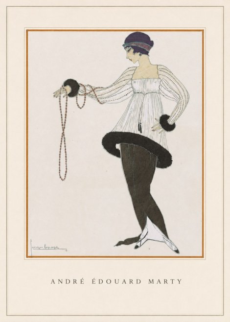 André Édouard Marty Elegant Woman with Pearl Necklace No4 - Póster
