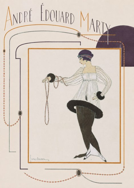 André Édouard Marty Elegant Woman with Pearl Necklace No6 - Póster