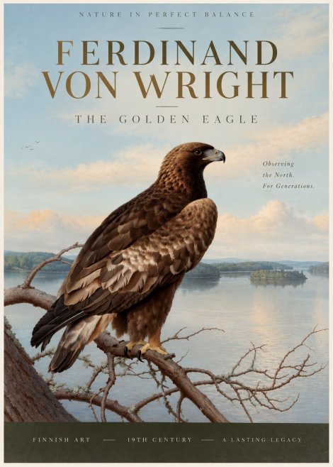 Ferdinand von Wright Eagle Perched by the Lake No4 - Póster