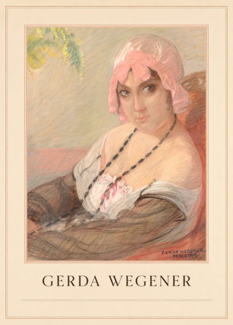 Gerda Wegener Woman in a Pink Bonnet No4 - Póster