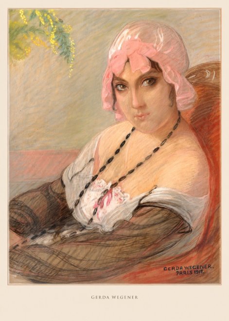 Gerda Wegener Woman in a Pink Bonnet No6 - Póster