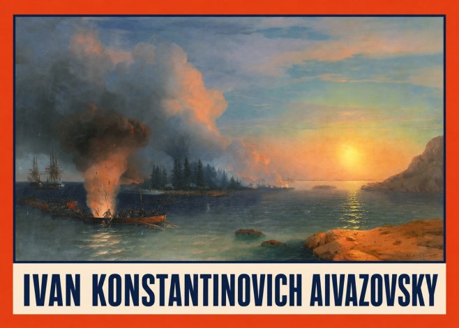 Ivan Konstantinovich Aivazovsky Battle of Chesma No2 - Póster