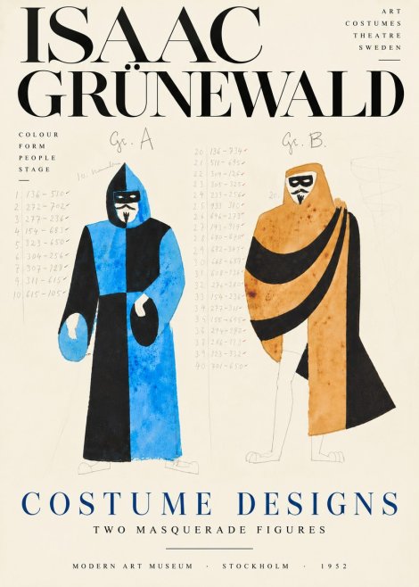 Isaac Grünewald Two Masquerade Figures - Costume Sketch No6 - Póster