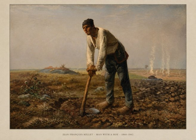 Jean-François Millet Man with a Hoe No6 - Póster