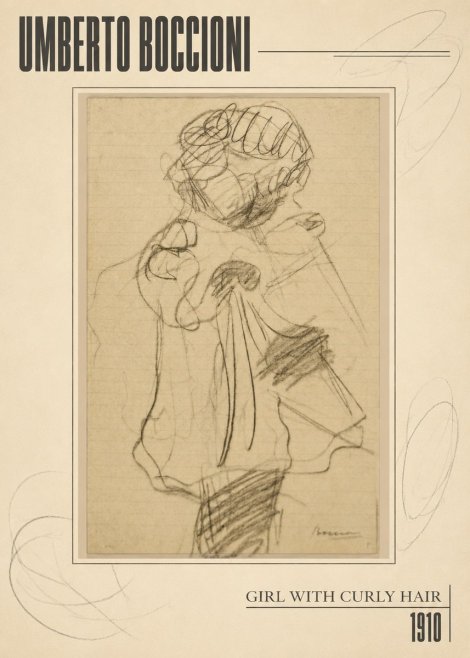 Umberto Boccioni Girl with Curly Hair No5 - Póster