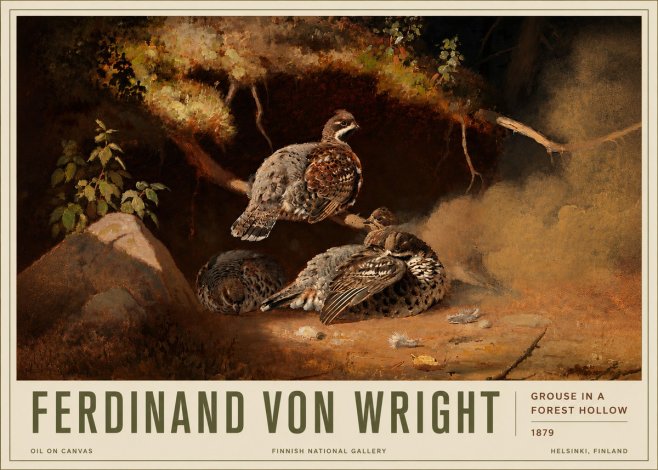 Ferdinand von Wright Grouse in a Forest Hollow No6 - Póster