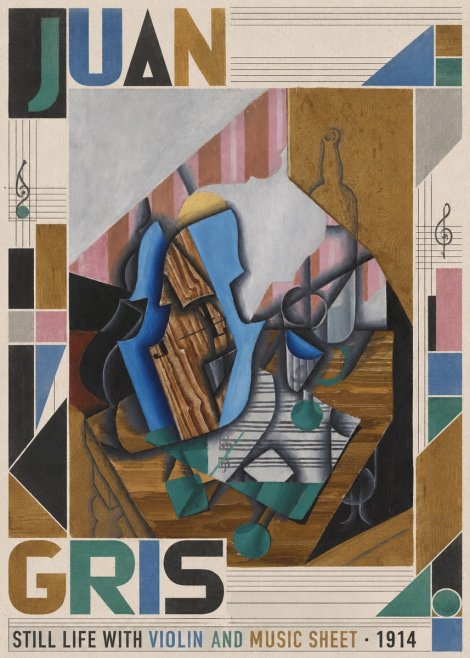 Juan Gris Still Life with Violin and Music Sheet No4 - Póster