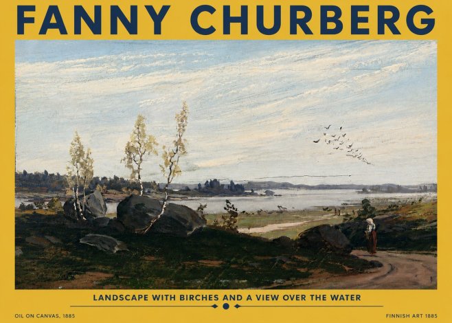 Fanny Churberg Landscape with Birches and a View over the Water No5 - Póster