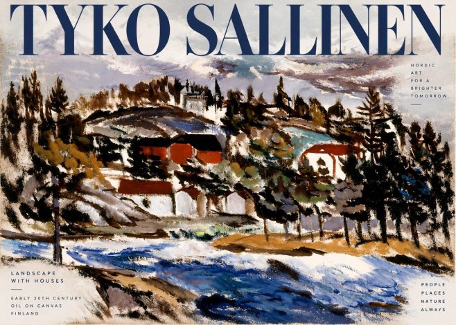 Tyko Sallinen Landscape with Houses No3 - Póster