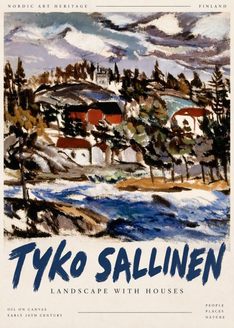 Tyko Sallinen Landscape with Houses No5 - Póster